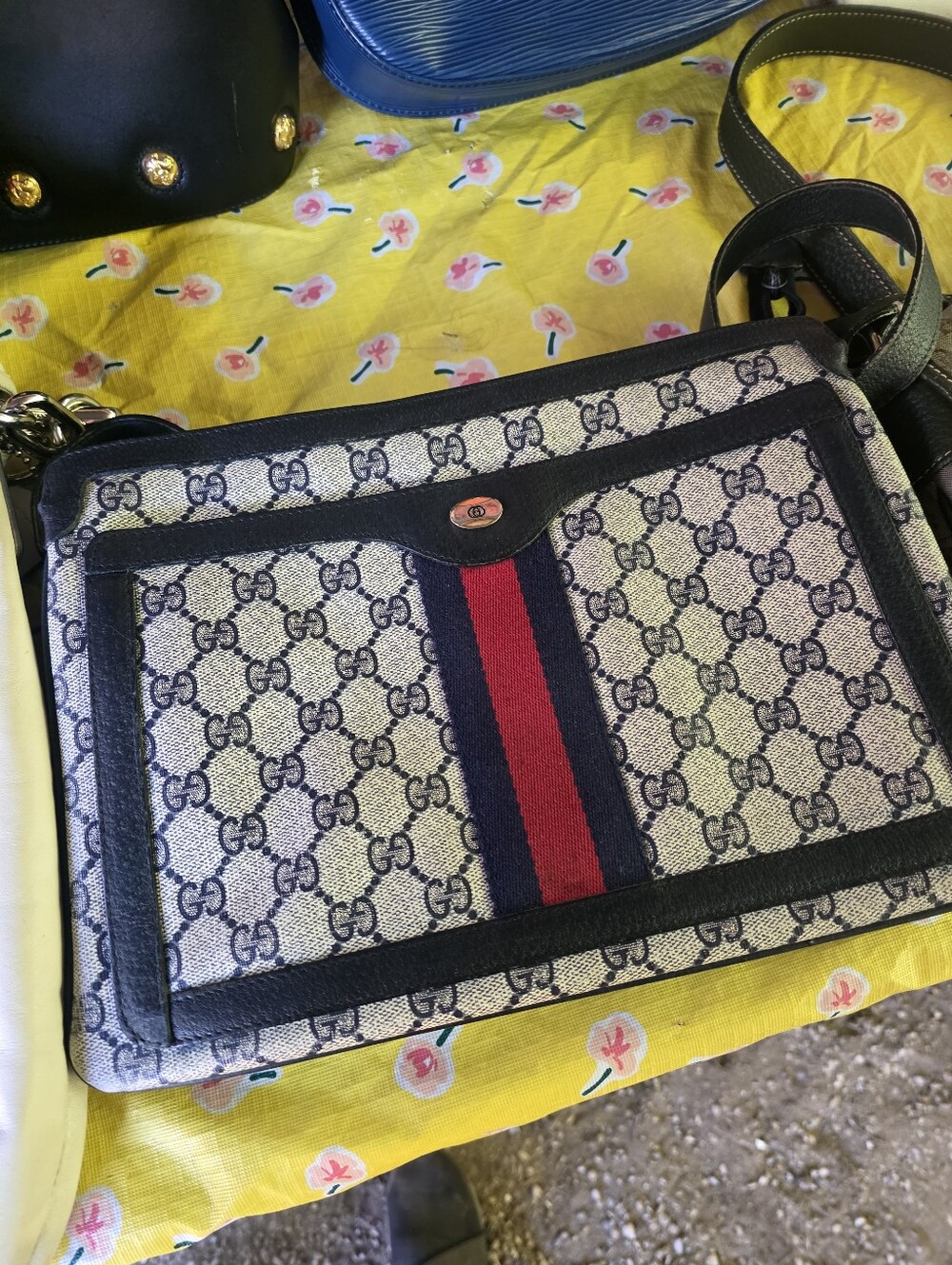 Vintage Gucci Blue & Red GG Canvas Crossbody